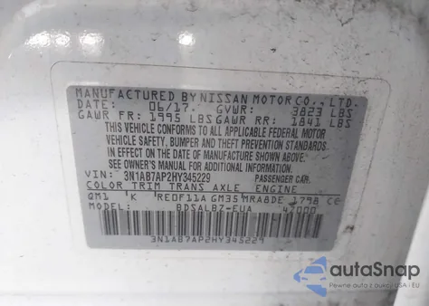 2017 Nissan Sentra S from USA, damaged, VIN 3N1AB7AP2HY345229